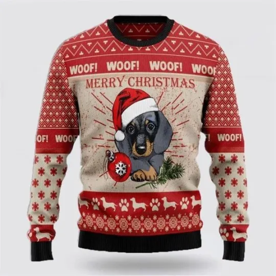 Discover Dachshund Christmas Dog Ugly Sweaters 3D Gifts For Dog Lover