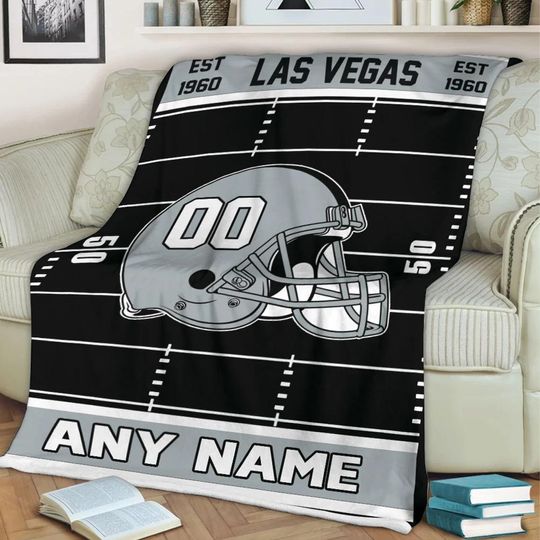 Personalized Las Vegas Football Blanket, Blanket Game Day Gift, Football Team Fan Gift for Him, Gift for Dad