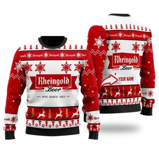 Discover Funny Rheingold Beer Personalized Ugly Christmas Sweater Jumpers
