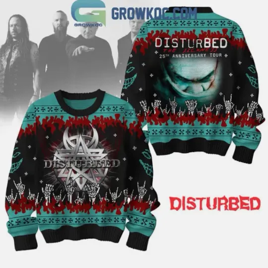Disturbed 25th Anniversary 2025 Merry Our Christmas Together Ugly Sweater