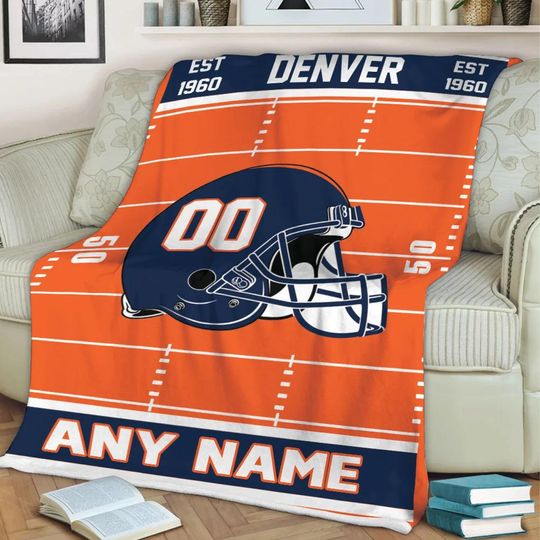 Discover Custom Football Blanket, Personalized Denver Throw Blanket with Name and Number Custom Game Day Gift Football Team Style Decor Fan Gifts