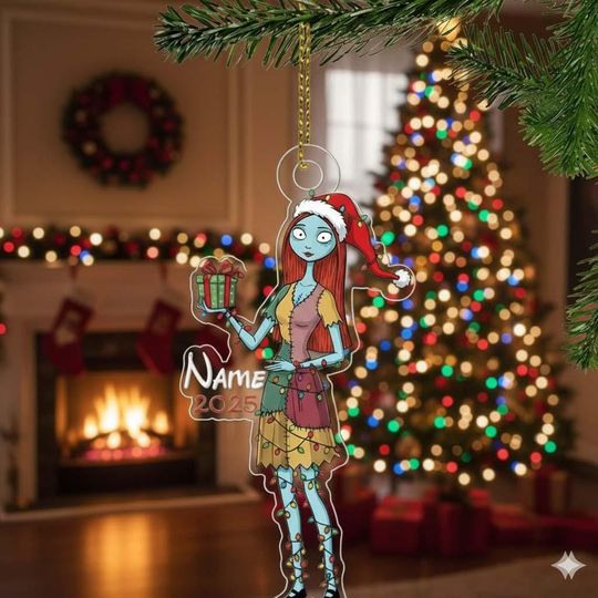 Custom Name Sally Nightmare Skeleton Suit Xmas Acrylic Ornament, Customized 2025 Christmas Tree Gift