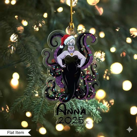 Discover Custom Name Disney Santa Usuala Ornament, Disney Villains Xmas 2025 Ornament, Christmas Tree Ornament, Custom Name Ornament Gift