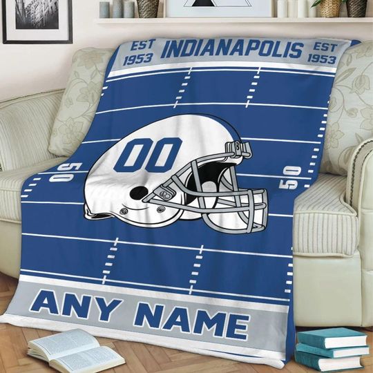 Discover Custom Football Blanket, Personalized Indianapolis Throw Blanket with Name and Number Custom Game Day Football Team Style Decor Fan Gifts