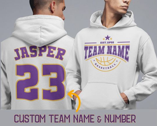 Discover Personalized Basketball Hoodie, Basketball Player Name Hoodie, Basketball Team Hoodie, Custom Basketball Sweatshirt, Customized Team Hoodies