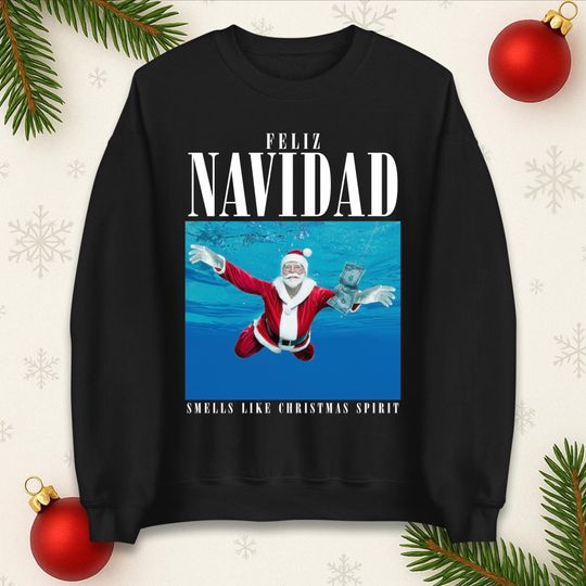 Feliz Navidad Christmas, Xmas Festive Sweatshirt, Holiday Gift Top