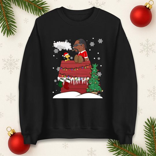 Discover Snoop Dogg Christmas Jumper, Santa Weed Sweater, Hip Hop Xmas Sweatshirt for Men Women
