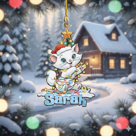 Custom Aristocats Christmas Ornament, Marie Cats Ornament, Disneyworld Ornament