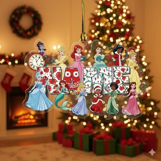 Discover Personalized Disney Princesses Ornament, Customized 2025 Christmas Tree Decor Gift