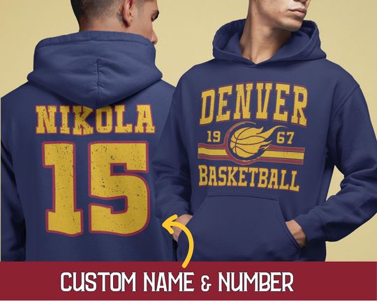 Custom Retro Denver Basketball Hoodie, Personalized Denver Game Day Sweatshirt, Trendy Denver Basketball Fan Gift, Vintage 80s Style Hoodies