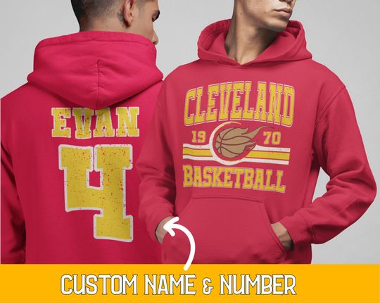 Custom Retro Cleveland Basketball Hoodie, Personalized Cleveland Game Day Sweatshirt, Trendy Cleveland Fan Gift Vintage 80s Style Sweatshirt