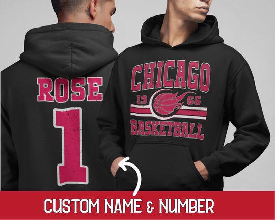 Custom Retro Chicago Basketball Hoodie, Personalized Chicago Game Day Sweatshirt, Chicago Basketball Gift For Him, Vintage 80s Style Hoodies