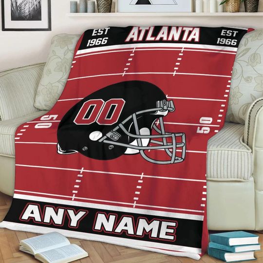 Personalized Atlanta Football Blanket, Blanket Game Day Gift, Football Team Fan Gift for Him, Gift for Dad