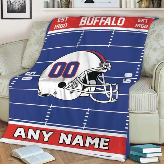 Discover Personalized Buffalo Football Blanket, Blanket Game Day Gift, Football Team Fan Gift for Him, Gift for Dad