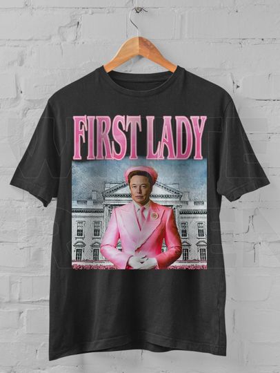 Discover Retro First Lady Elon T-Shirt: Funny Trump 2024 Tee