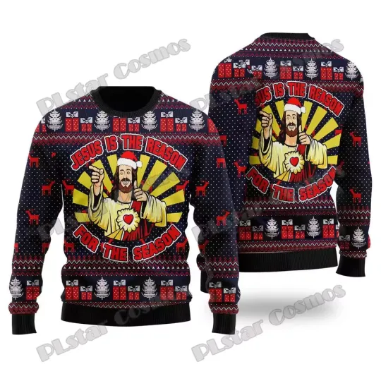 Discover Jesus Is the Reason for the Season Ugly Christmas Sweater Holiday Jumper