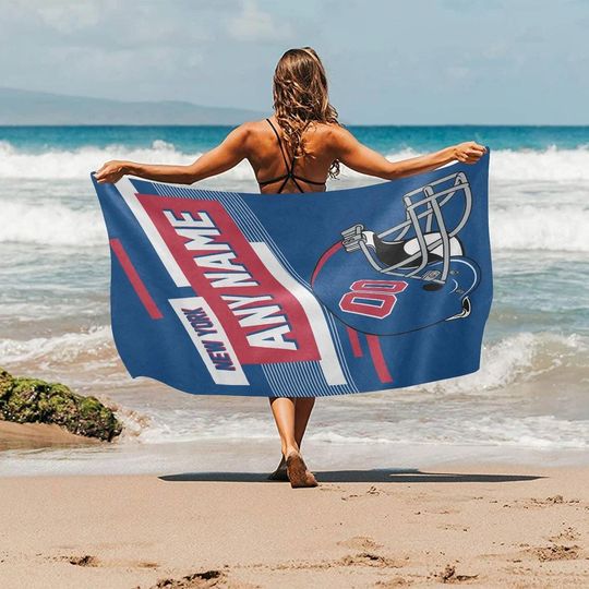 Discover Custom Football Beach Towel, Personalized New York G Beach Towel with Name and Number Custom Game Day Football Team Style Decor Fan Gifts