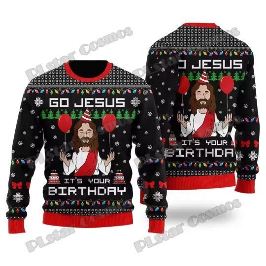 Discover Go Jesus It’s Your Birthday Funny Ugly Christmas Sweater Party Jumper