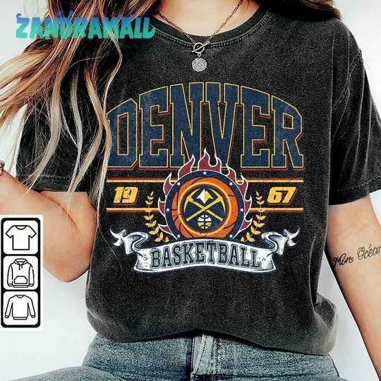 Discover Denver Nuggets Basketball Vintage 90s Sweatshirt, Gift For Denver Nuggets Fans