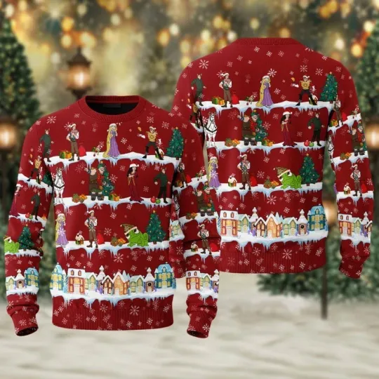 Tangled Ugly Christmas Sweater, Cute Rapunzel Ugly Sweater, Princess Xmas Sweatshirt