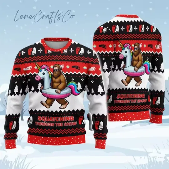 Discover Bigfoot Sasquatch Ugly Sweatshirt Alien Dinosaur Graphic Loose Sweatshirt Jumper