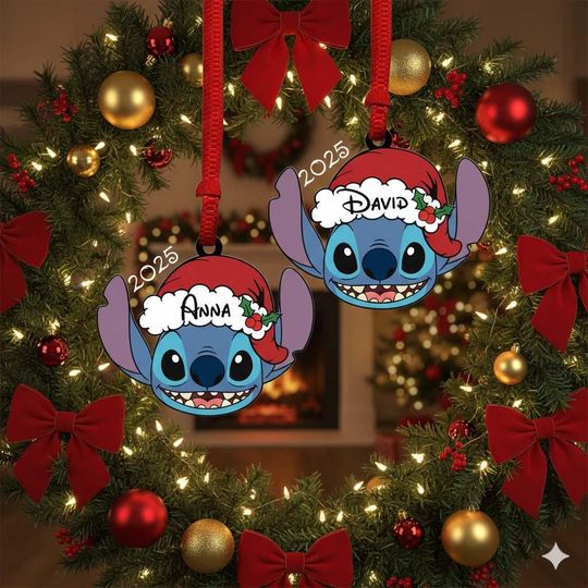 Discover Personalized Santa Stitch Christmas Ornament, Stitch ornament, Disney Christmas Tree Decoration Gifts