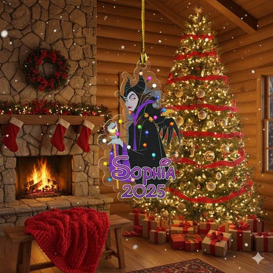 Discover Custom Name Disney Maleficent  Christmas Ornament, Disney Villains Xmas 2025 Ornament