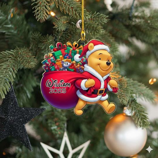 Discover Personalized Winnie The Pooh Christmas Ornament, Disney Family Trip 2025 Christmas Tree Decor