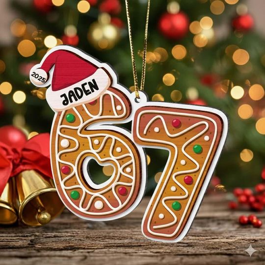 Discover Personalized Name Six Seven Ornament, Teen Slang Ornament, Funny Teenager Ornament
