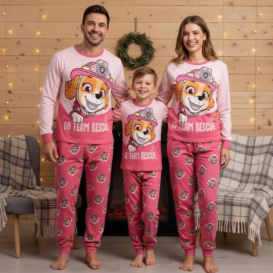 Paw Patrol Family Pajamas, Skye Long Pajamas, Skye Long Tee & Pants PJs, Family Matching Pajamas Set, Family Sleepwear Xmas Gift