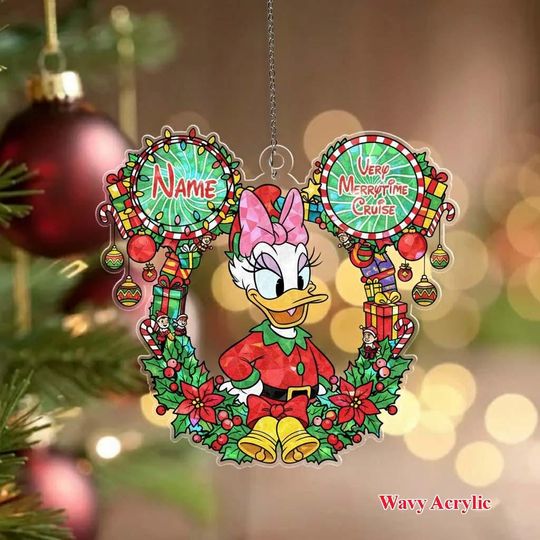 Discover Personalized Disney Daisy Wavy Acrylic Ornament, Very Merrytime Cruise, Holiday Gift Idea 2025