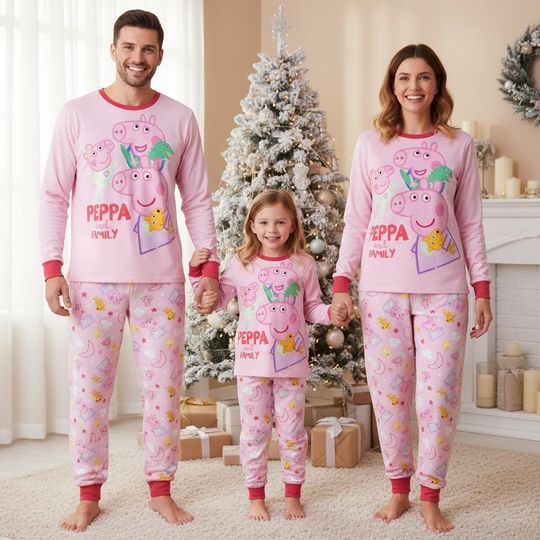 Discover Pig Family Pajamas, Pig Long Pajamas, Pig Long Tee & Pants PJs, Family Matching Pajamas Set, Pajama Family Gift, Christmas Gift