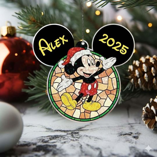 Discover Custom Name Mickey Mouse Wavy Acrylic Ornament, Boy Girl Christmas Gift