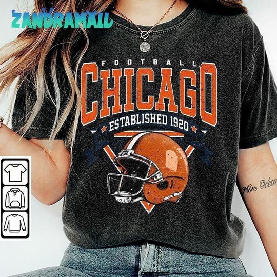 Discover Chicago Football Team Unisex Shirt, Vintage Style Gift, Football Tee, Chicago Fans Shirt, Chicago Retro