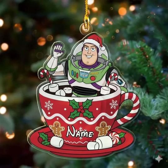 Discover Personalized Buzz Lightyear Tea Cup Ornament, Disney Family Christmas Tree Ornament