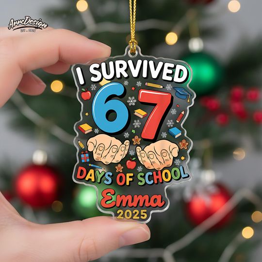 Discover I Survived 67 Days of School Acrylic Ornament: Personalized Custom Decoration