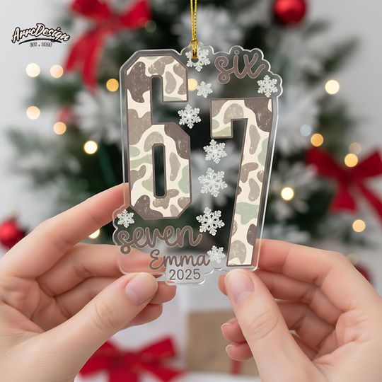 Personalized Camo Six Seven Ornament: Custom Acrylic Christmas Gift 2025