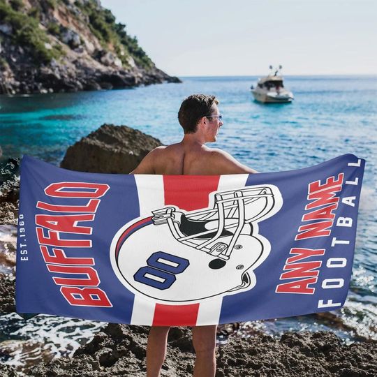 Personalized Buffalo Football Beach Towel, Game Day Fan Gift