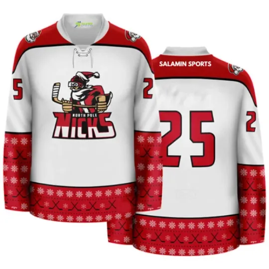 North Pole Nicks Xmas Ice Hockey Jersey Christmas Holiday Jumper Pullover