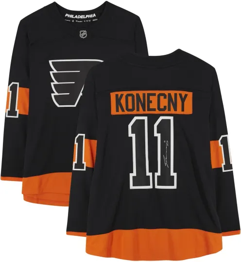 Discover Travis Konecny Flyers Signed Black Alternate Breakaway Jersey