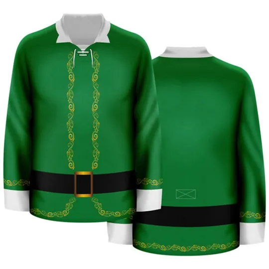 Discover Christmas Elf Hockey Jersey Festive Costume Top Holiday Xmas Pullover