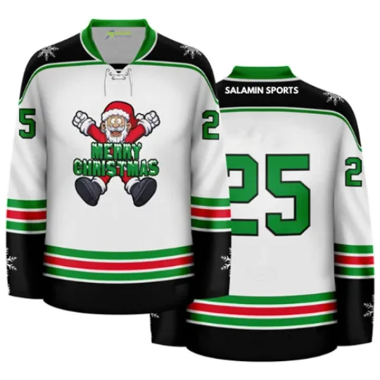 Discover Merry Christmas Santa Holiday Hockey Jersey Xmas Sweater Style Top Shirt