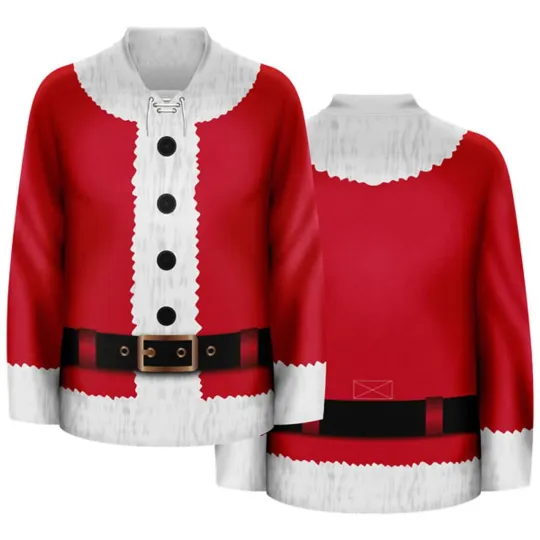 Discover Santa Suit Christmas Ice Hockey Sweater Festive Holiday Xmax Pullover Top