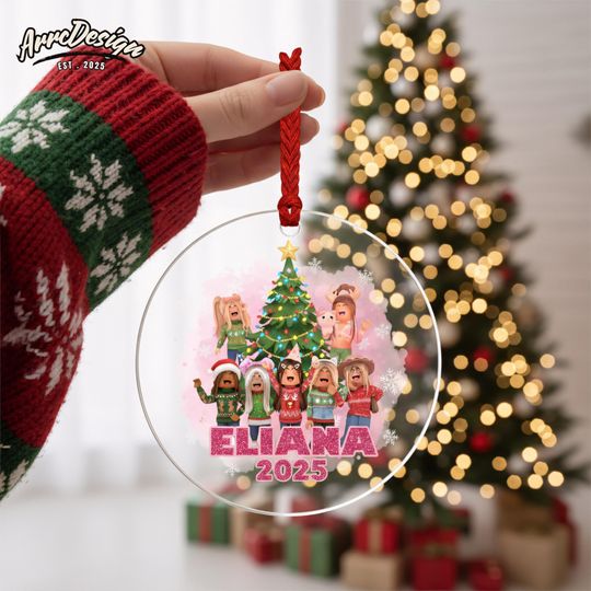 Discover Pink Video Game Girl Christmas Ornament: Custom Decor Holiday