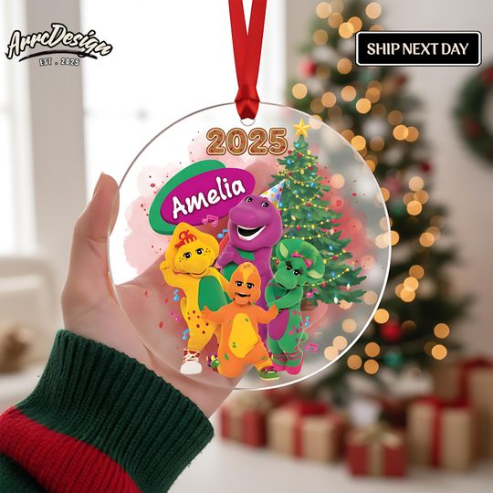 Discover Personalized Barney Ornament: Custom Acrylic Christmas Gift