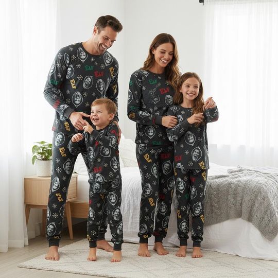 Discover Elf Family Pajamas, Christmas Elf Long Pajamas, Santa Elf Long Tee & Pants PJs, Family Matching Pajamas Set, Pajama Family Gift