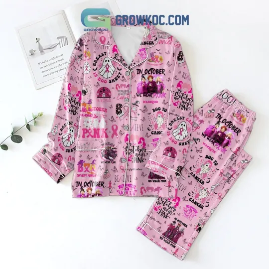 Discover Hocus Pocus Breast Cancer Awareness We Wear Pink Pajamas Set