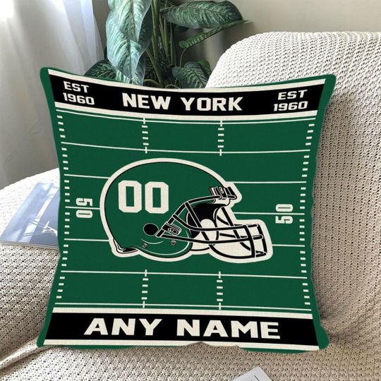 Discover Custom Football Pillow, Personalized New York J Cover or Full Pillow with Name & Number, Game Day Fan Gift, Bedroom Throw Pillow Decor