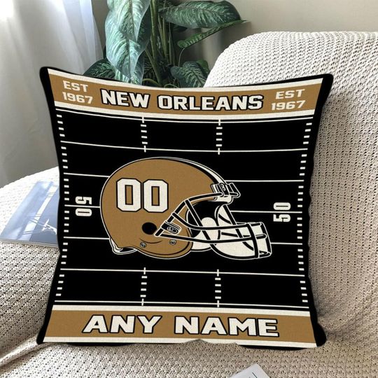 Discover Custom Football Pillow, Personalized New Orleans Cover or Full Pillow with Name & Number, Game Day Fan Gift, Bedroom Throw Pillow Decor