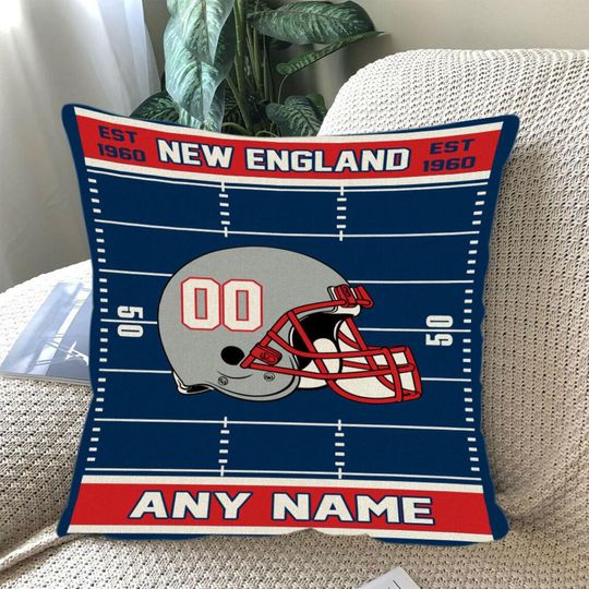 Discover Custom Football Pillow, Personalized New England Cover or Full Pillow with Name & Number, Game Day Fan Gift, Bedroom Throw Pillow Decor